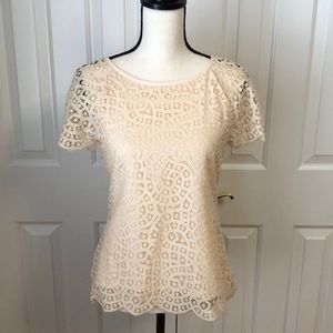 JCrew fac lined lace top size 2 EUC in cream